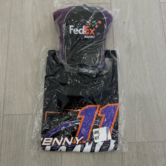 Other - Denny Hamlin FedEx Racing Purple & Black Racing Cap and Graphic Tee Set